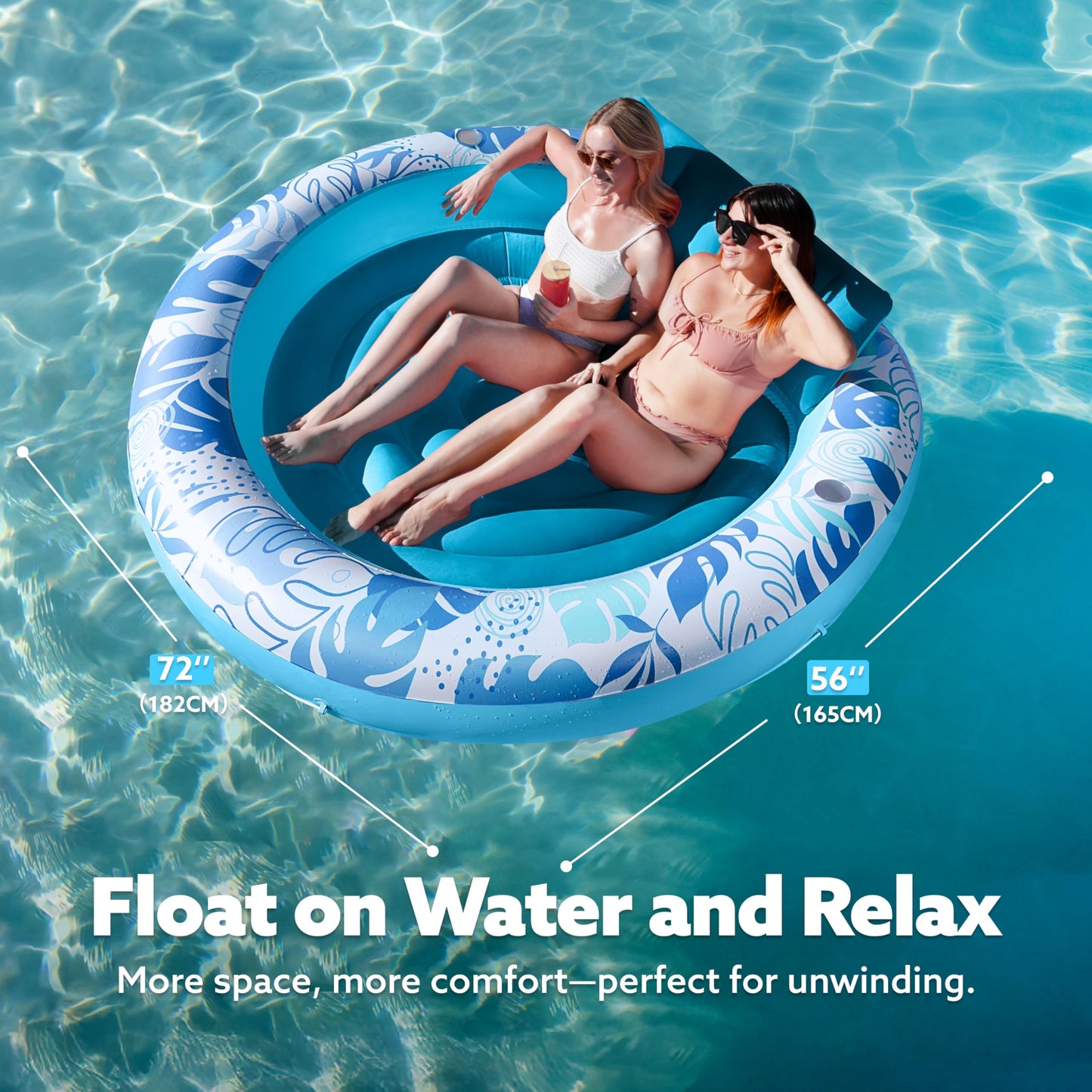 Sloosh Tanning Pool Lounger Float, Luxury Fabric Large Pool Floats Inflatable Lake Float Heavy Duty Suntan Tub for Lake, Outdoor, Backyard, Swimming Pool