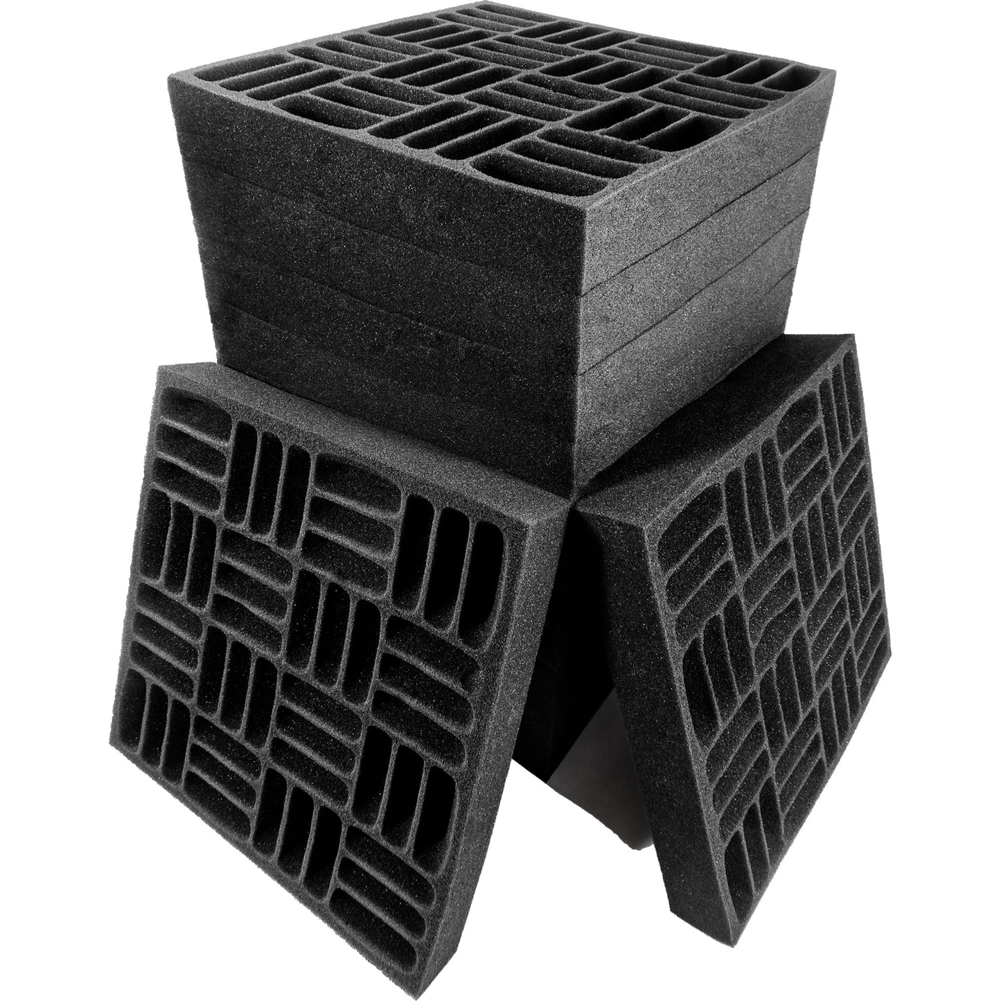 Foroomaco 12 Pack Sound Proof Foam Panels - 12.6"x12.6"x2" Grid Style Acoustic Panels for Home Studio Room Acoustic Treatments Sound Insulation Absorbing Acoustic Foam Panels (Black)