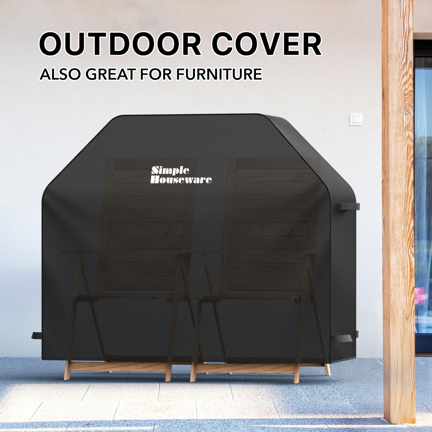 Simple Houseware 58-inch Heavy Duty BBQ Grill Cover, 600D Polyester Waterproof, Weather-Resistant
