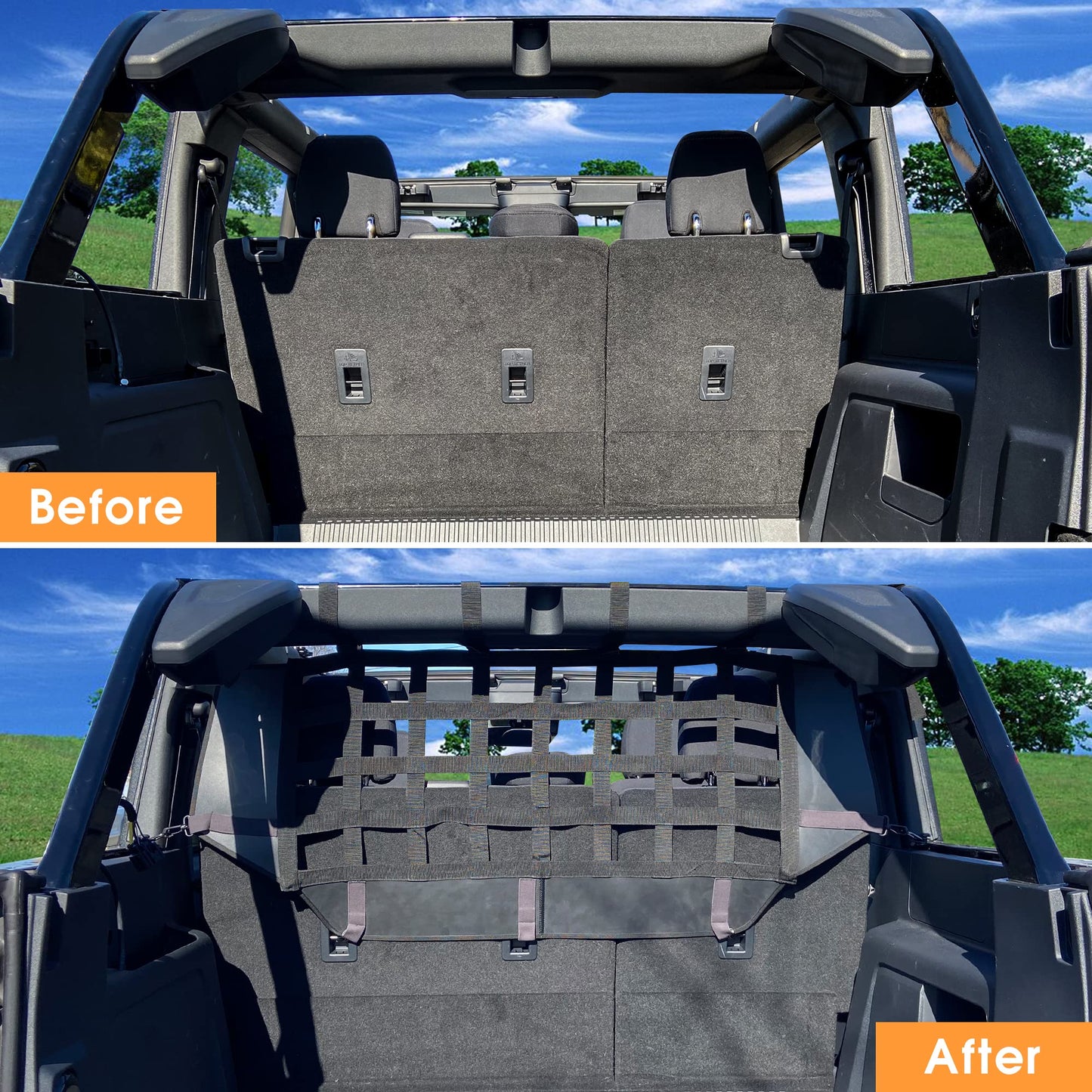 BESTAOO for Ford Bronco Dog Car Barrier, Pet Net Vehicle Safety Mesh Dog Divider for Ford Bronco Accessories 2021 2022 2023 2024 4-Door, Fits Trunk Cargo Area, Easy to Install