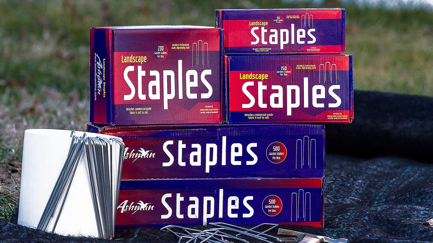 Ashman Galvanized Garden Stakes Landscape Staples: 200 Pack 6 Inch Sod and Fence Stake - Sturdy Rust Resistant Gardening Supplies for Anchoring Landscaping, Weed Barrier Fabric, Ground Cover