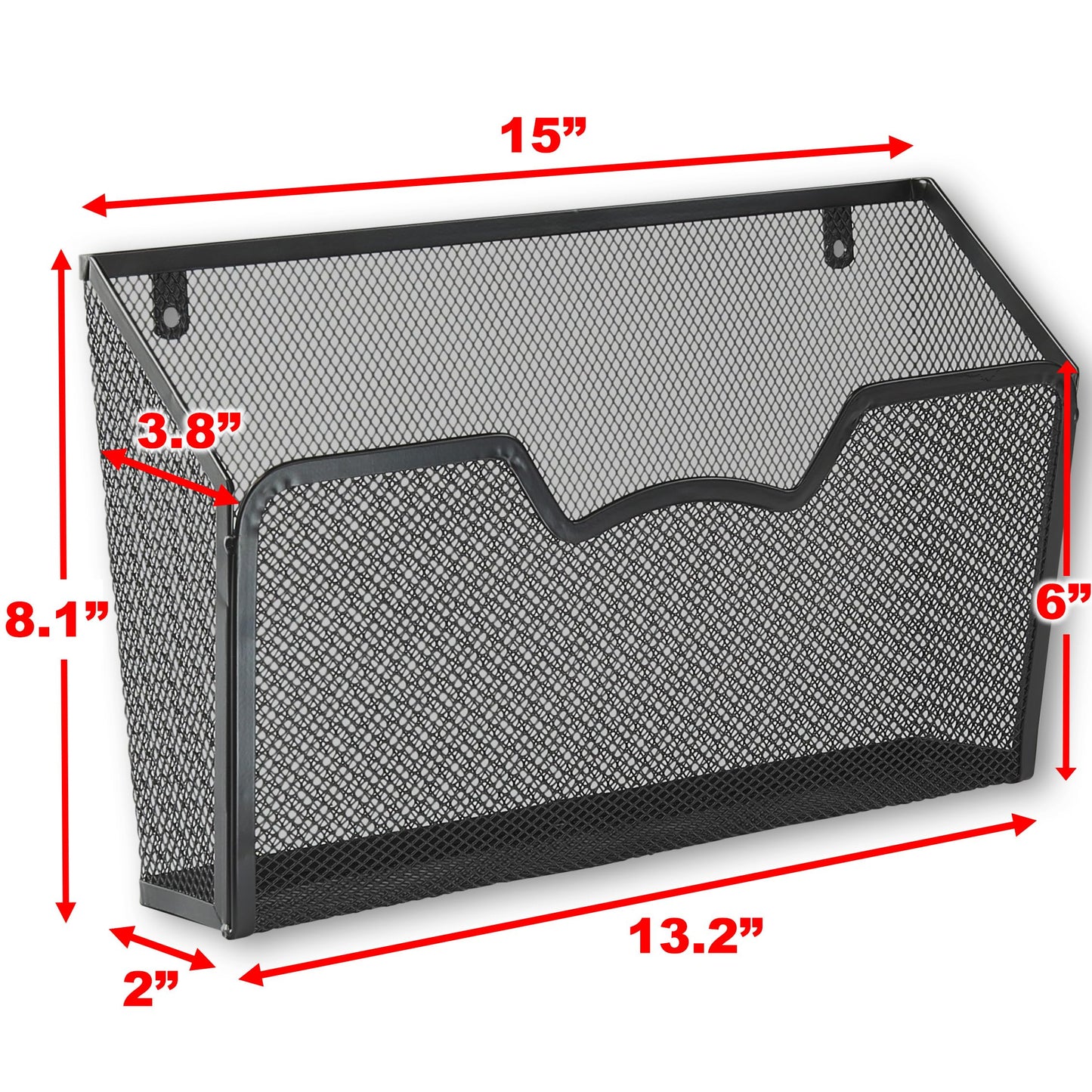 Simple Houseware Wall Mount Single Pocket File Organizer Holder, 3 Packs, Black