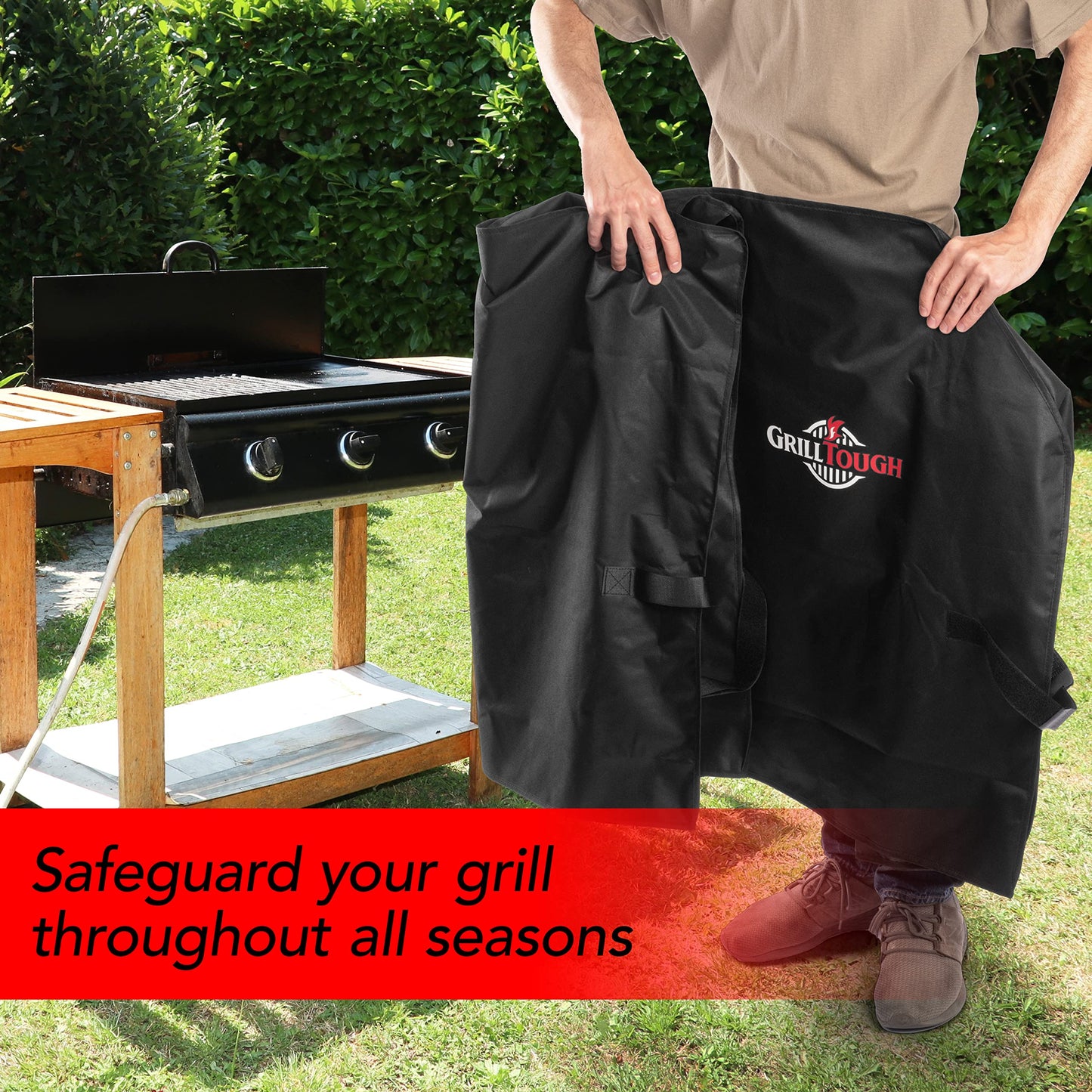 GrillTough Heavy Duty Griddle Cover for Outdoor Griddle, Fits 36 Inch Griddle – Waterproof, Weather Resistant, UV & Fade Resistant with Fastening Straps – Flat Grill Cover, Black