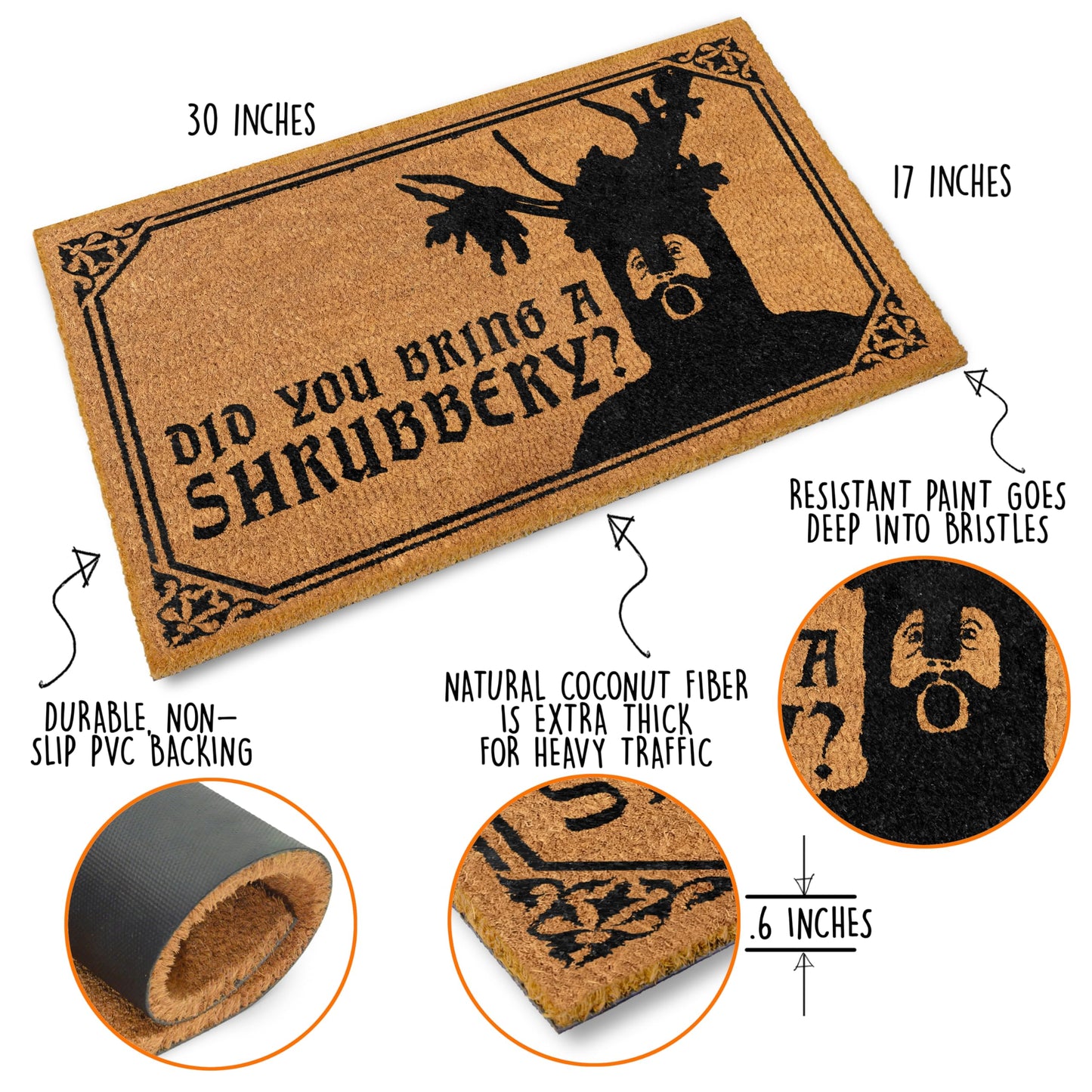 Did You Bring a Shrubbery Monty Door Mat 30x17 Inch, Funny Monty Doormat for Covered Outdoor Area, Monty Gift, Monty and The Holy Grail Gift, Monty Merchandise