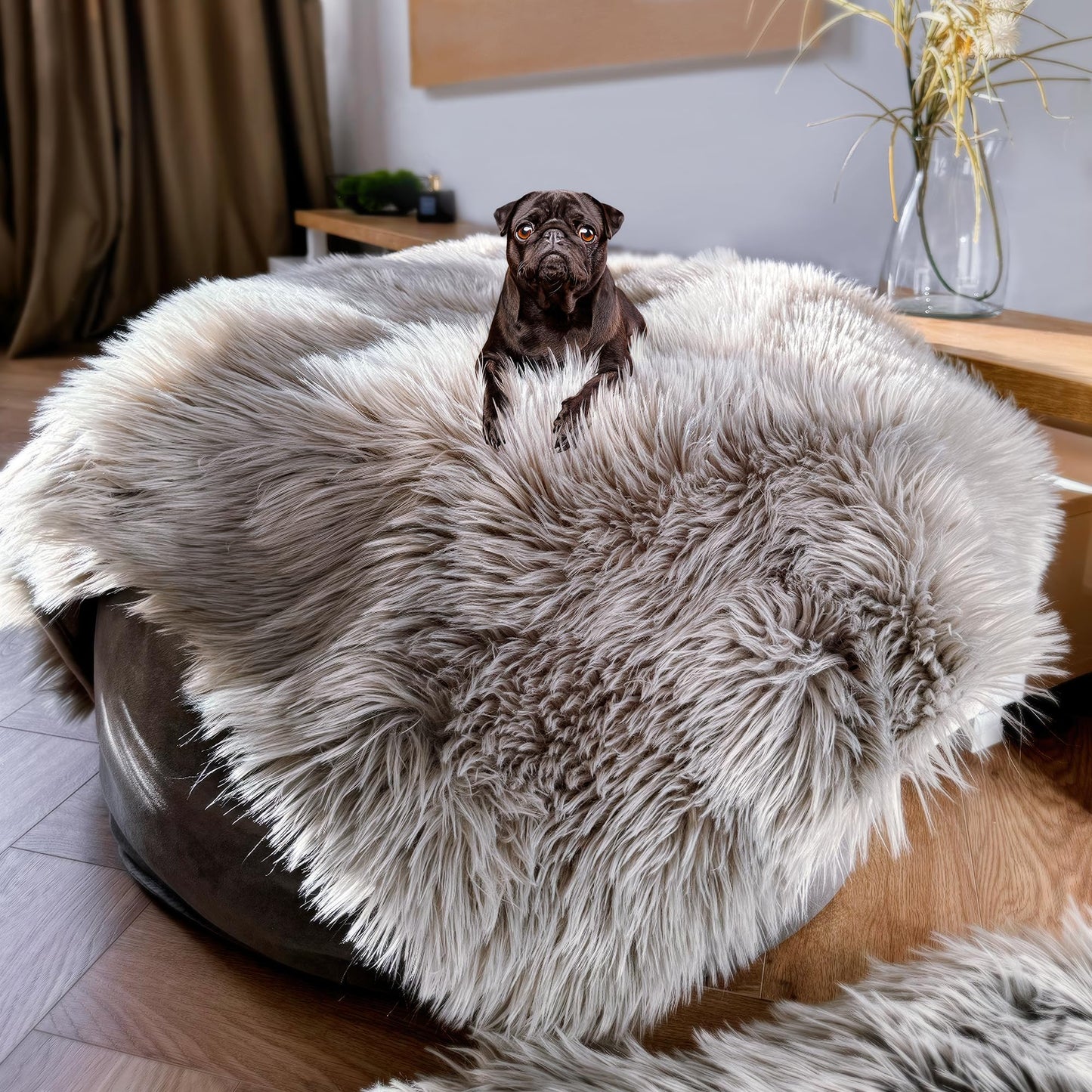 iHappyDog Waterproof Dog Blanket for Small, Medium & Large Dogs – Faux Fur Pet Throw for Couch, Sofa, Bed & Car – Soft, Washable, Stain-Resistant, Durable Cover – Grey 40" x 30"