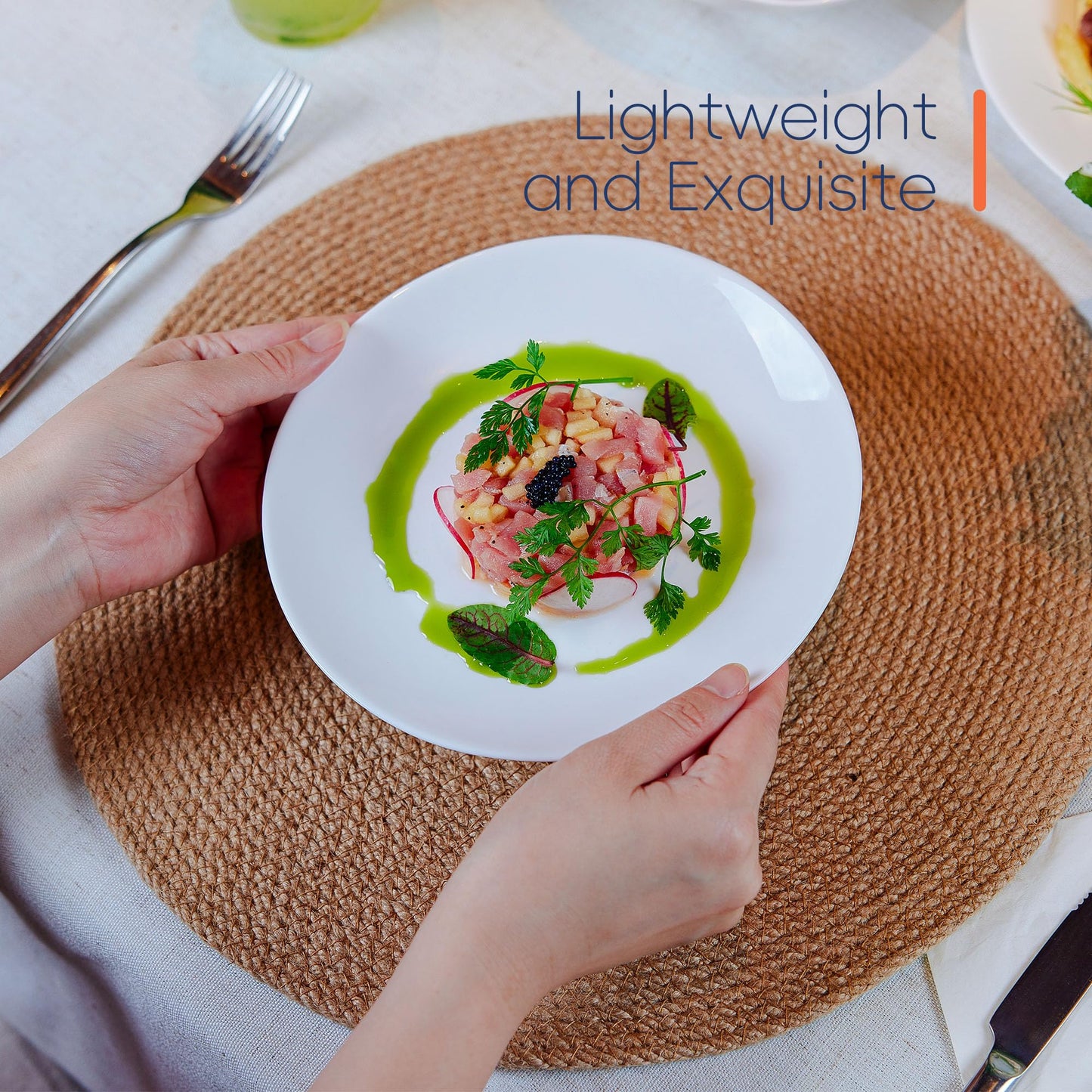 LaGlint Dinnerware Sets for 6, 18 Pieces Opal Glass Plates and Bowls Set, Dishwasher and Microwave Safe Dish Dinning Ware Set, Chip and Scratch Resistant Dishware Sets White
