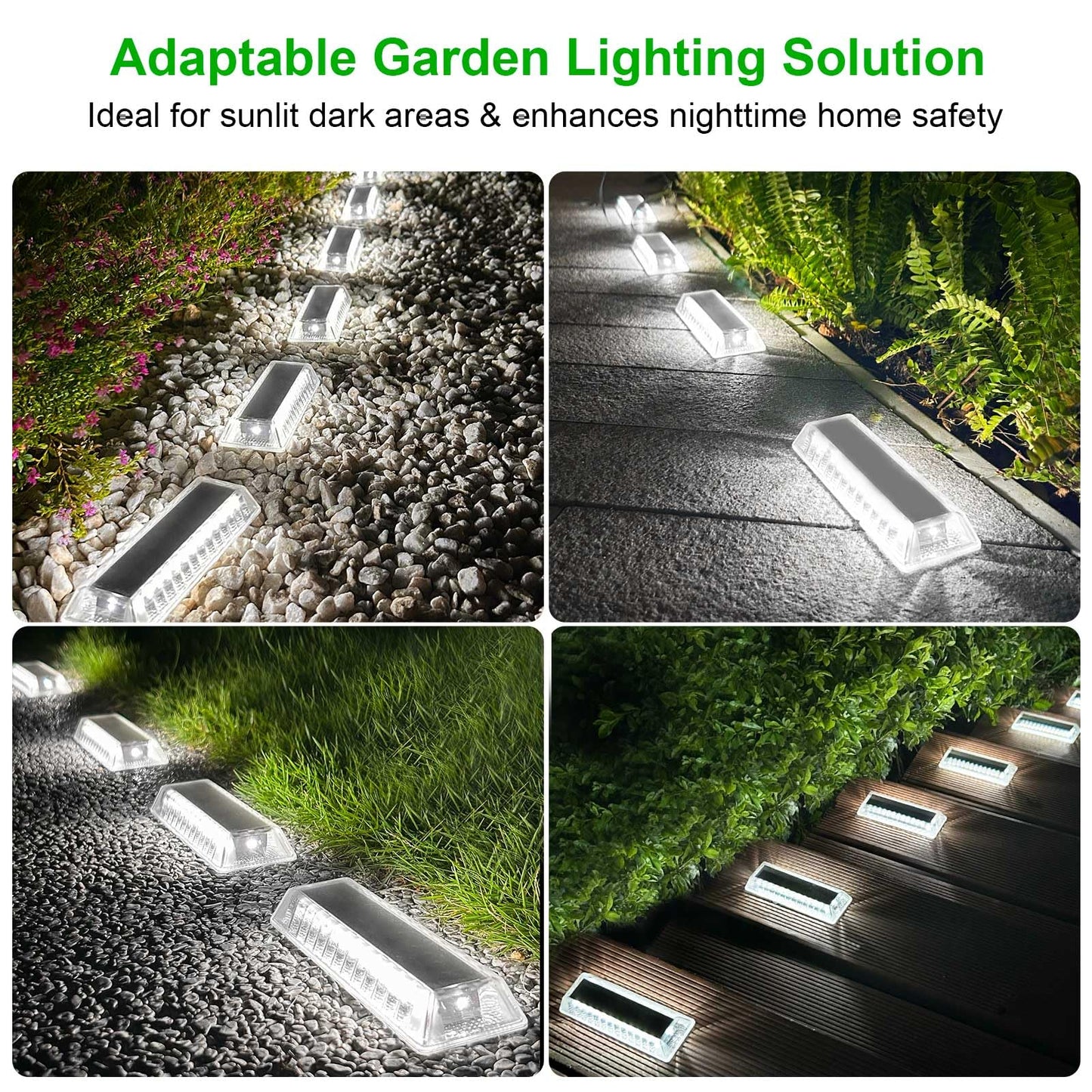 Lacasa Solar Deck Lights, 8 Pack Solar Lights Outdoor Waterproof IP68, Solar Powered Pathway Yard Driveway Step Landscape Lights, LED Lighting 50LM for Garden Path Walkway Stair Patio, Cool White