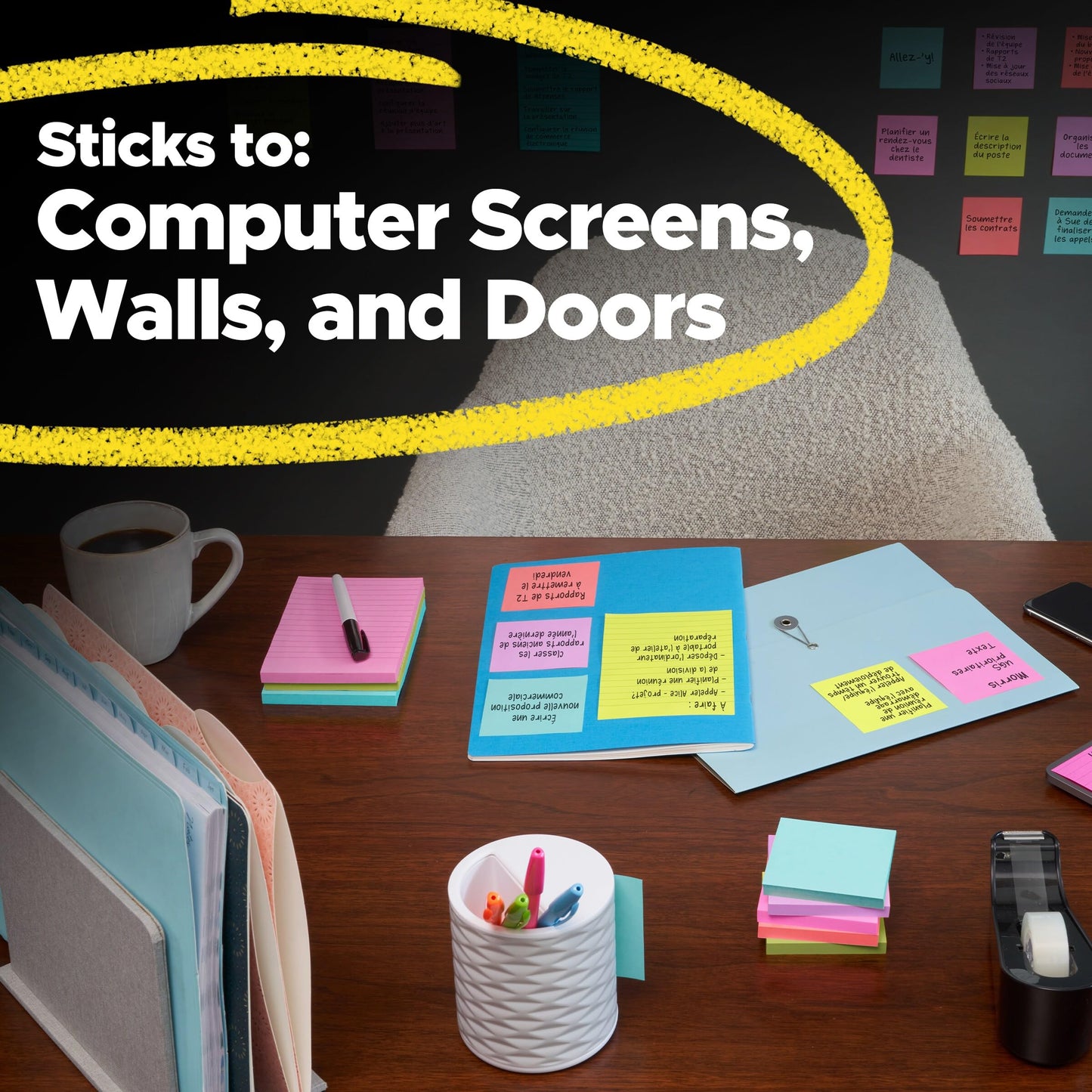 Post-it Super Sticky Notes, 4x4 in, 12 Pads, 2x the Sticking Power, Canary Yellow, (675-12SSCP)