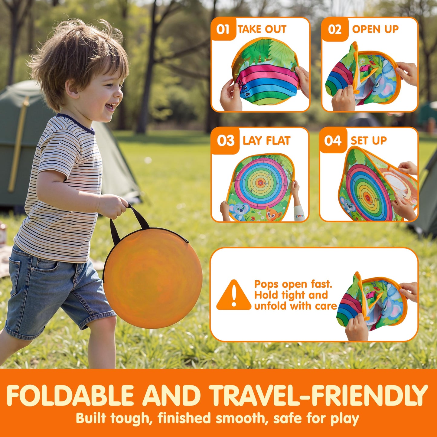 JOYIN 3-in-1 Animal Bean Bag Toss Game for Kids, Portable Corn Hole Games with Tic Tac Toe & Dartboard, Outdoor Toys for Party Yard Beach Lawn, Birthday Gift for Boys Girls Toddlers