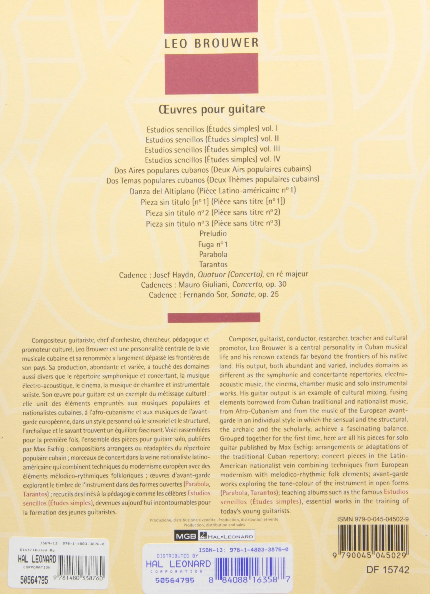 Leo Brouwer - Guitar Works I | Classical Guitar Solo Sheet Music Book for Intermediate and Advanced Players | Cuban and Afro-Cuban Guitar Repertoire | Solo Music Collection for Study and Performance