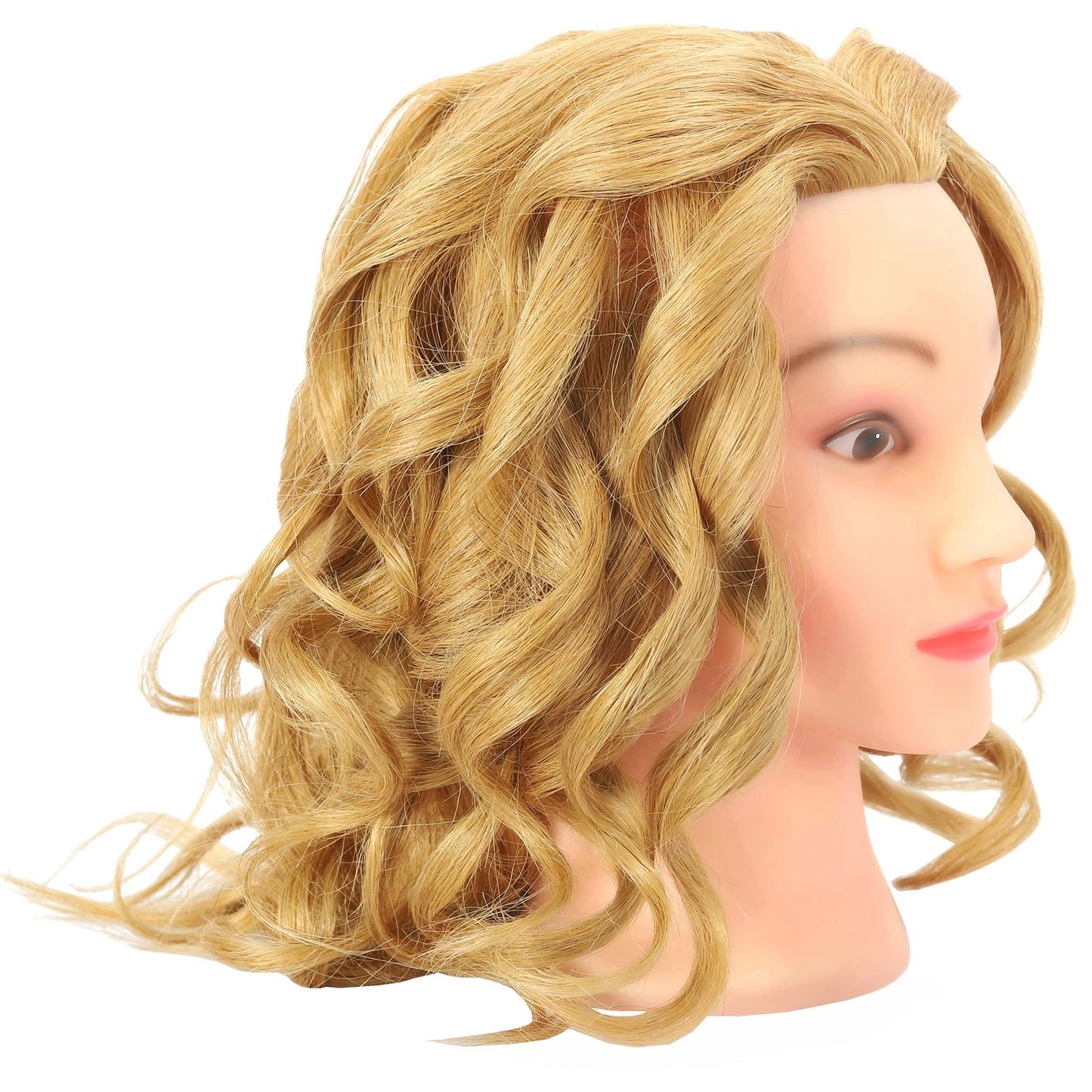 FUTAI Blonde 100% Human Hair Mannequin Head with Table Clamp Stand for Hairdresser Practice Braiding Styling Manikin Cosmetology Doll Training Head Coloring Bleaching Dyeing Curling Cutting Updos