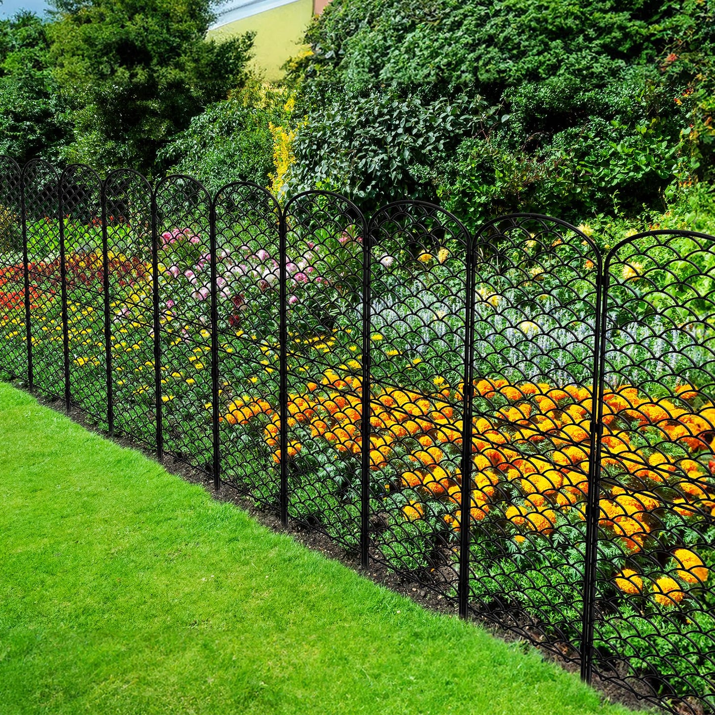 Skcoipsra Decorative Garden Fence 10 Pack, 38in(H) x 10ft(L) Animal Barrier Fence, Rustproof Metal Fencing for Yard, Dog Rabbits Wire Section Garden Edging Border for Yard Patio Garden