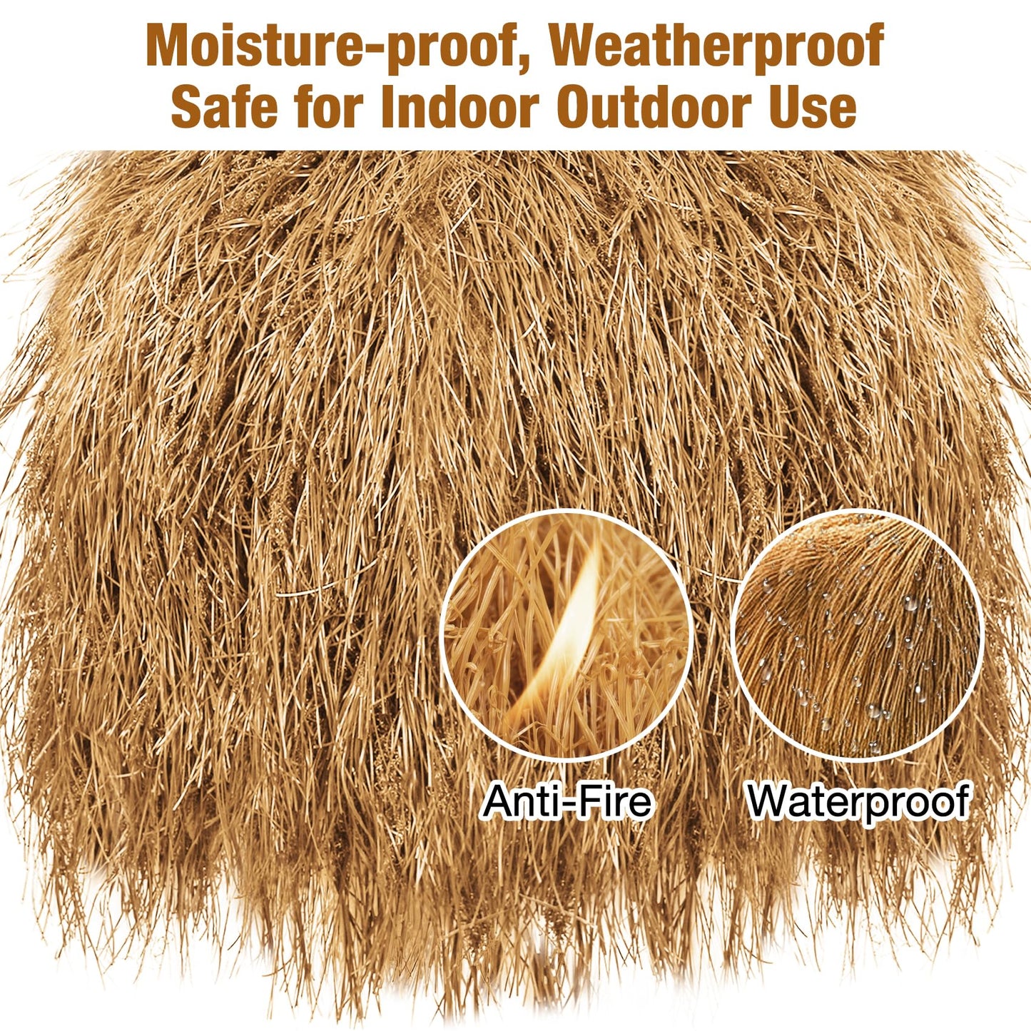 XLX TURF Firproof Synthetic Thatch Straw Grass Roof, Mexican Yellow Artificial Palm Thach Rolls for Tiki Bar Hut, Patio, Duck Boat Blinds, Party, Garden Decor, Palapa Thatch Roofing, 15.74" x 4'
