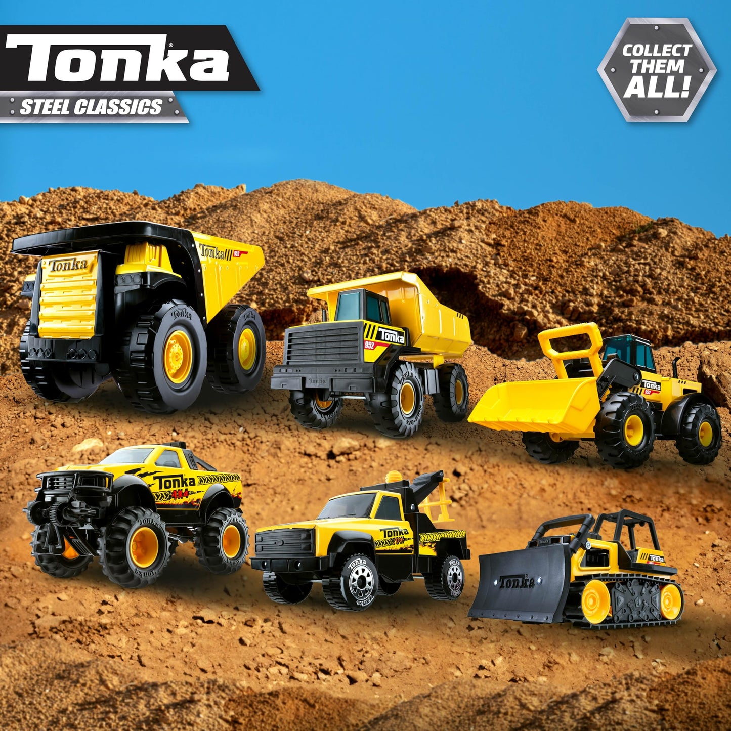 Tonka Steel Classics, Classic 4x4 Pickup Truck – Made with Steel and Sturdy Plastic, Yellow Friction Powered, Boys and Girls, Toddlers Ages 3+, Big Construction Vehicle, Birthday Gift, Holiday