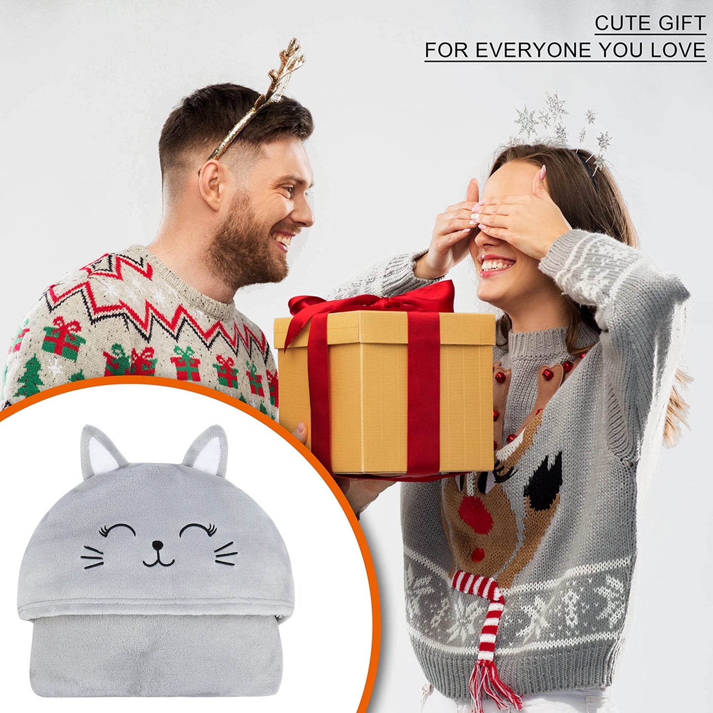 Moyel Cat Gifts for Cat Lovers Wearable Blanket Hoodie for Women Fluffy Fuzzy Soft Cat Blanket Christmas Mothers Day Birthday Gifts for Mom Daughter Wife Girlfriend, 59”x51”