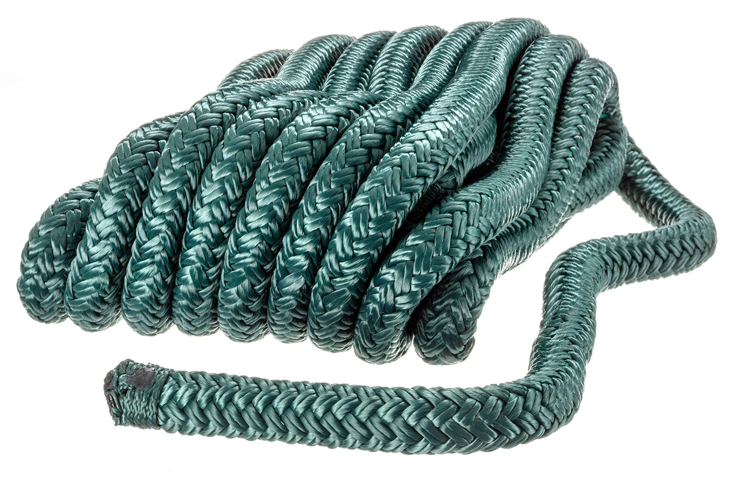 Seachoice Double-Braid Nylon Dock Line w/Eye Splice, Pre-Shrunk, Heat Stabilized, 1/2 in. X 20 Ft., Forest Green