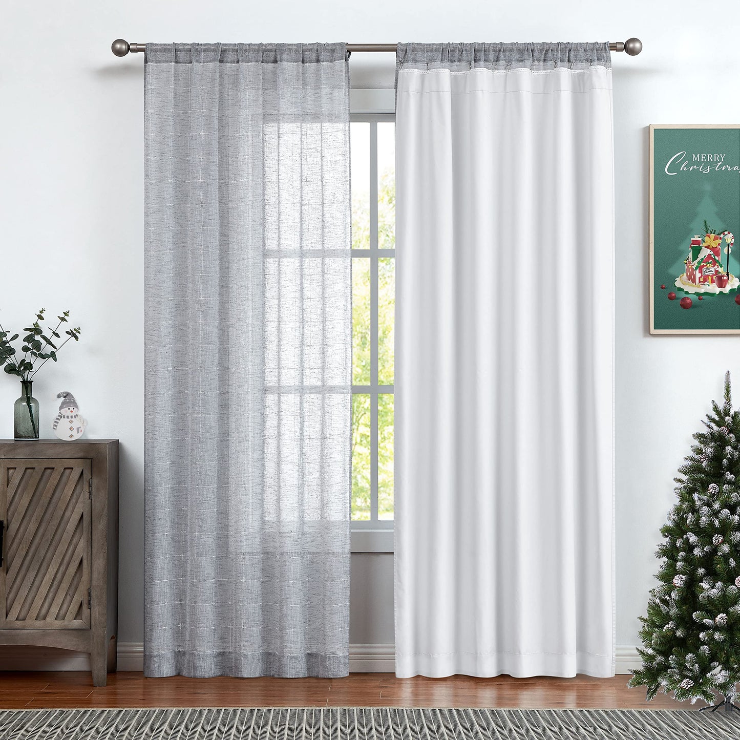 White Full Blackout Window Curtain Liner Panels Rod Pocket Bedroom Hang with 10 Hooks Microfiber Thermal Coating Room Window Treatment Sets 2 Panels (W48 x L81 x2 inches, White)
