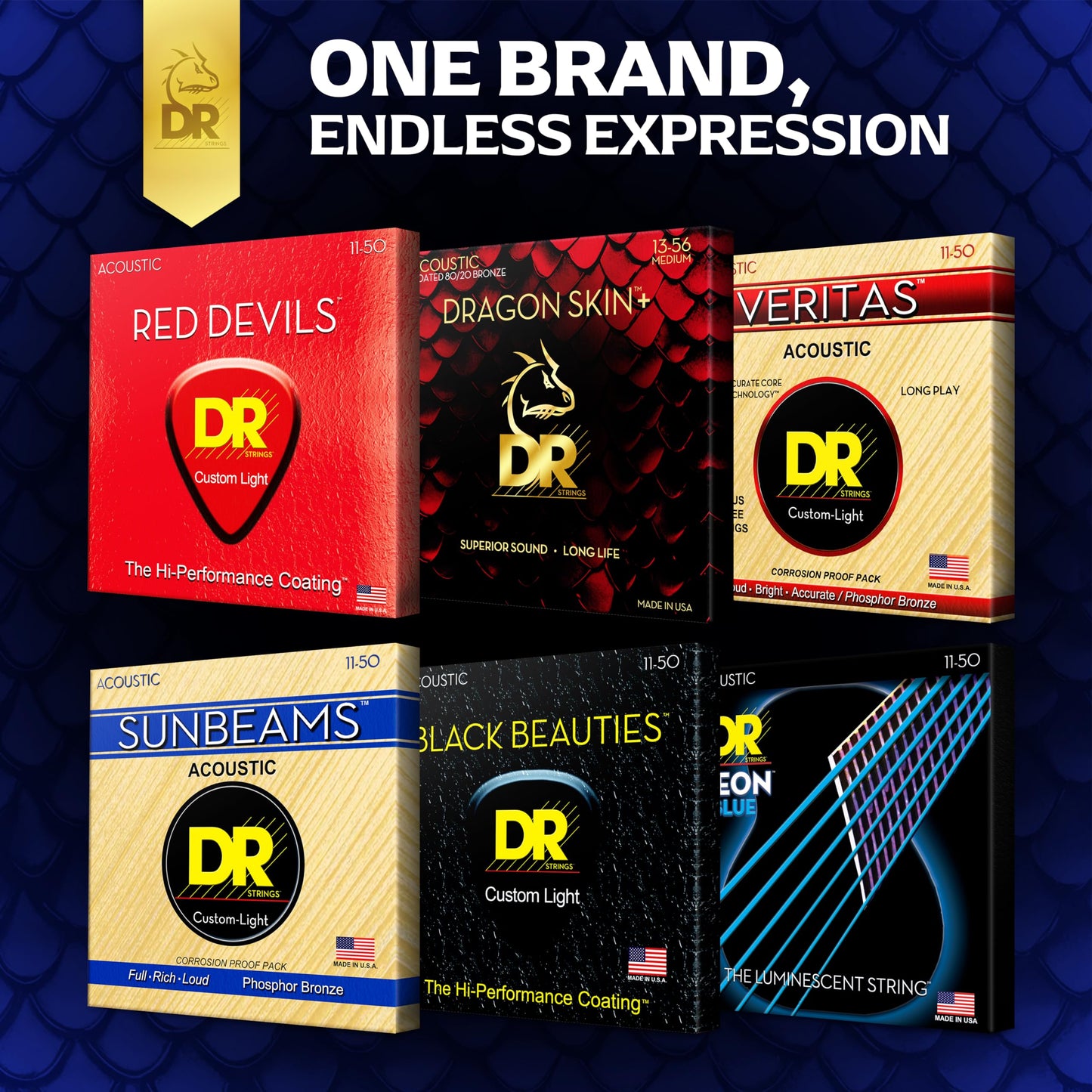 DRAGON SKIN+ - Coated Phosphor Bronze Acoustic Guitar Strings – DAP-12 – Superior Sound with Comfortable Feel & Long Life: Light 12-54