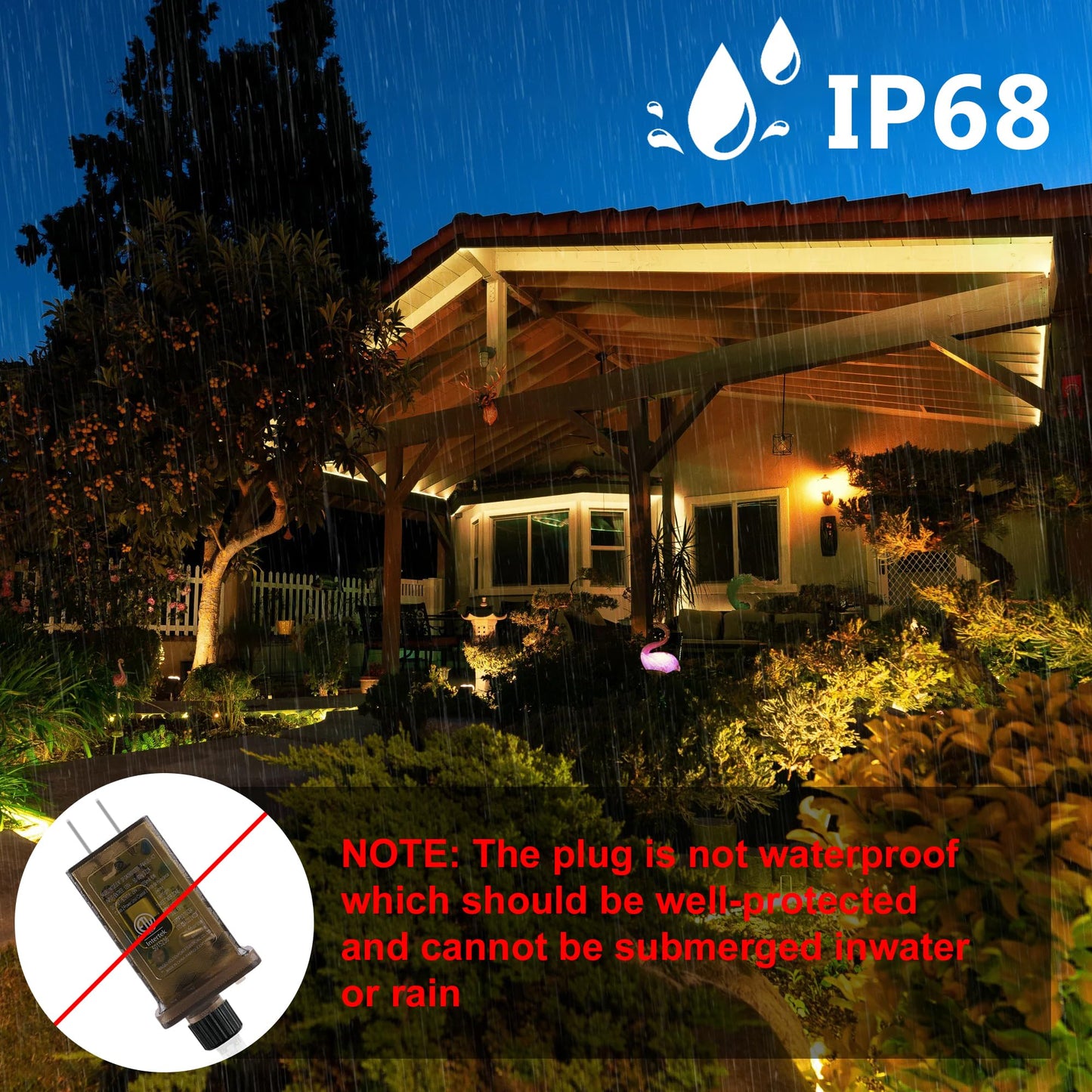 50ft 600 LED Rope Lights Outdoor, 0.21 Inch Diameter, Connectable Warm White Strip Lights Plug in, String Lights Waterproof Decorative Rope Lighting for Deck Patio Backyard Garden Camping Room Indoor