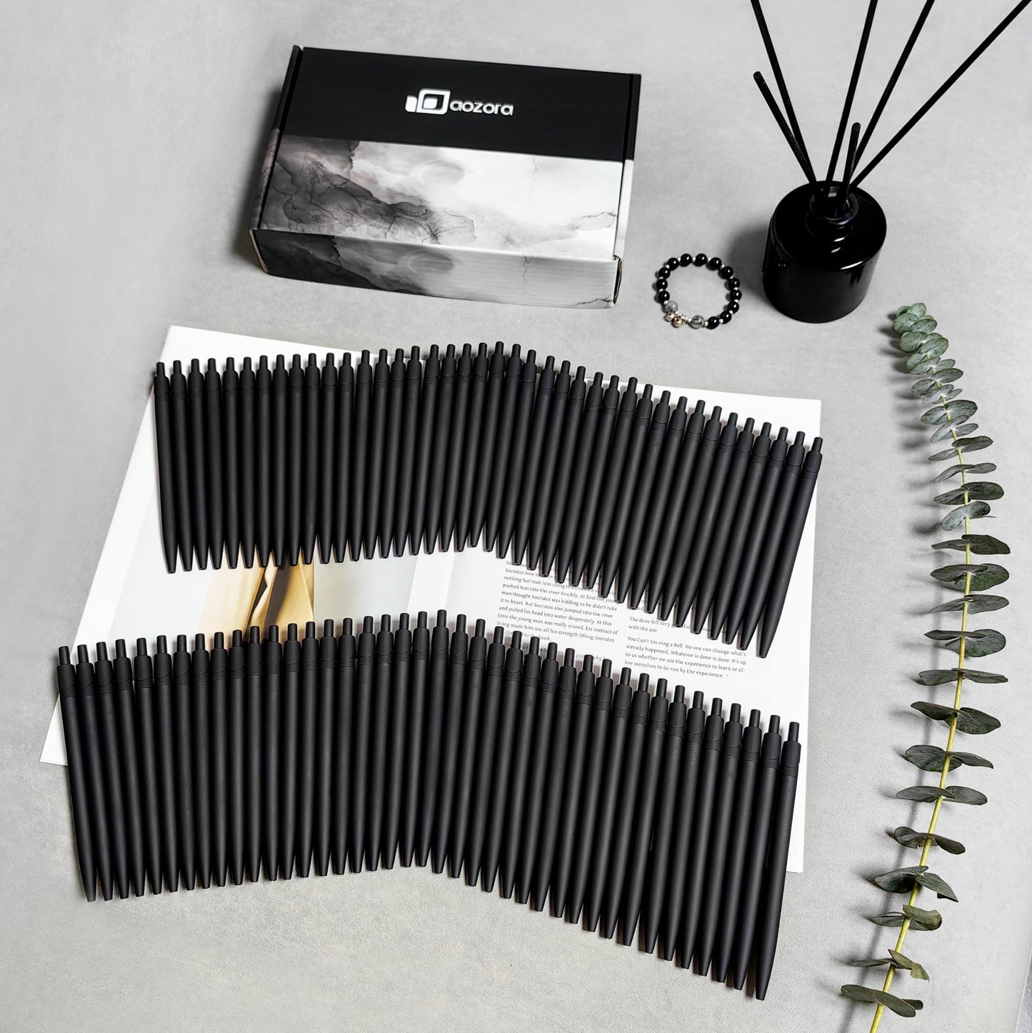 Aozora Pens Bulk 120 Pack Black Click Pens No Bleed Wholesale Retractable Ballpoint Pens Medium Point,Smooth Ink Pens for Journaling School Office Supplies 1.0MM Black Ink