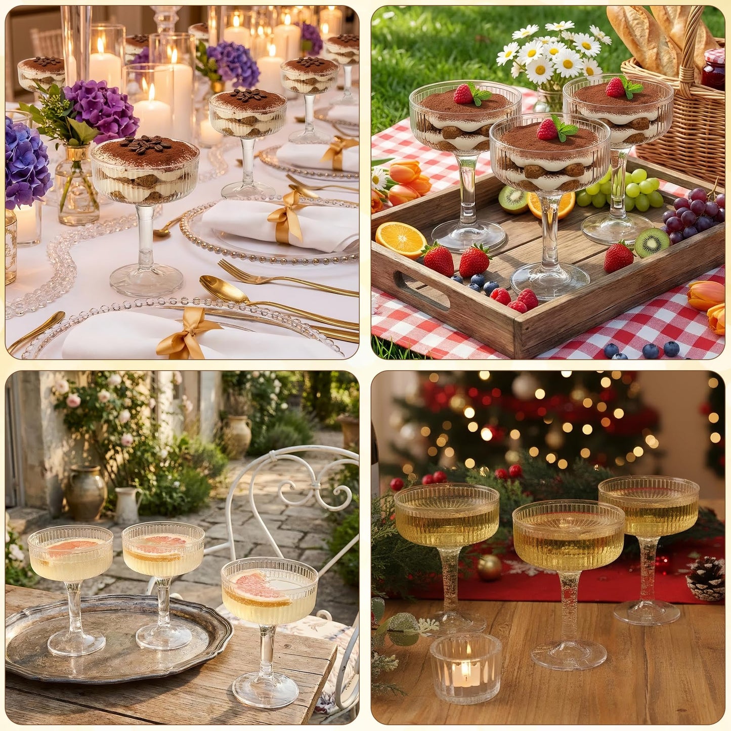 Houmury 56 Pcs 7oz Plastic Wine Glasses Unbreakable Wedding Plastic Champagne Flutes Goblet Glasses Reusable Clear Acrylic Martini Drinkware for Birthday Party (56, Clear)