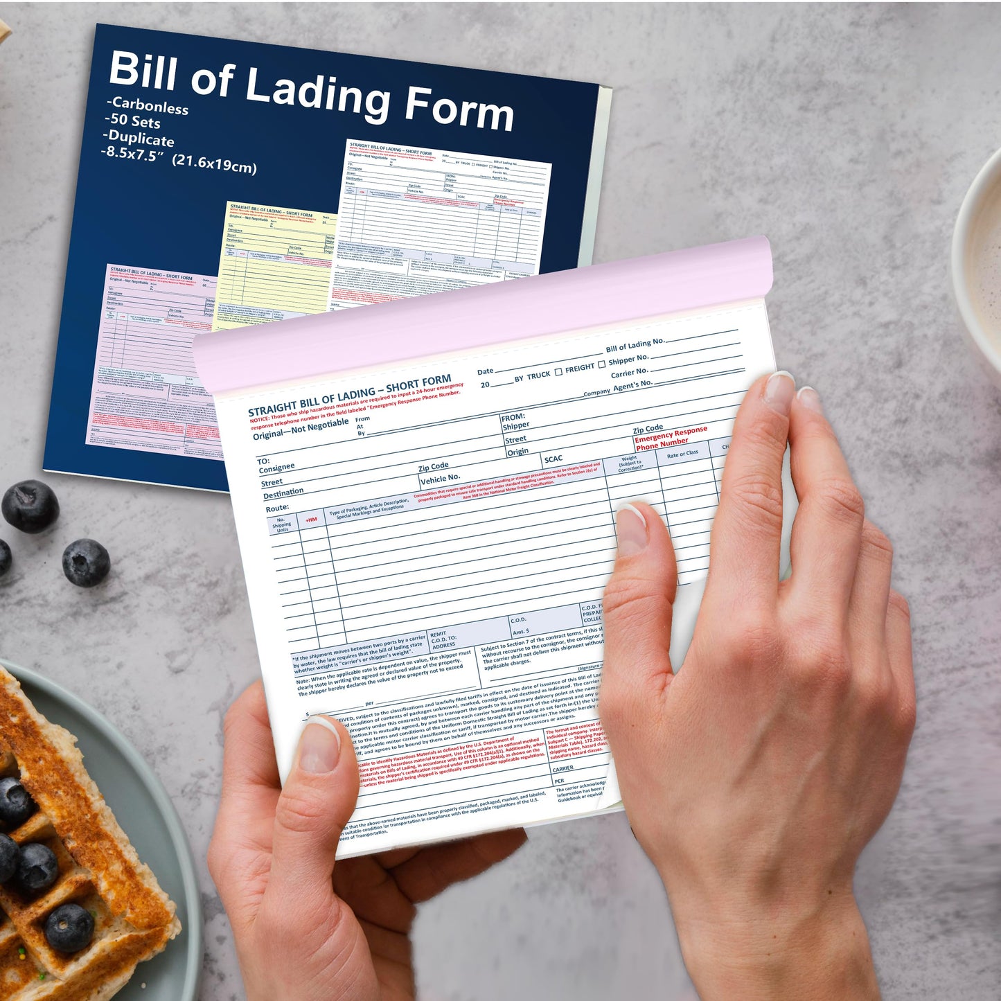 200 Sets Bill of Lading Short Form 8.5x7.5 Inches 3 Part Carbonless Paper with Backing Board Vehicle Transport Bill of Lading Form for Auto Haulers Car Shipping Dealerships (4)