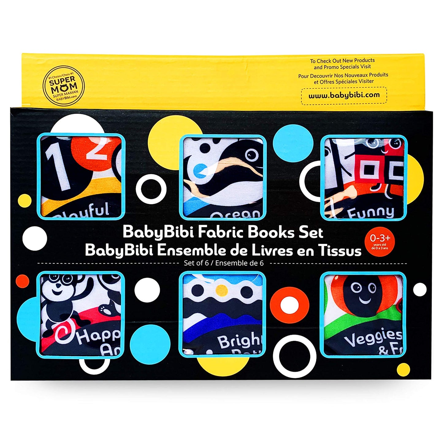 BabyBibi Cloth Books (Set of 6). High Contrast Soft Books. Black and White Images Encourage Infant Development – Suitable for Babies and Toddlers from 0+ Months – ASTM Certified