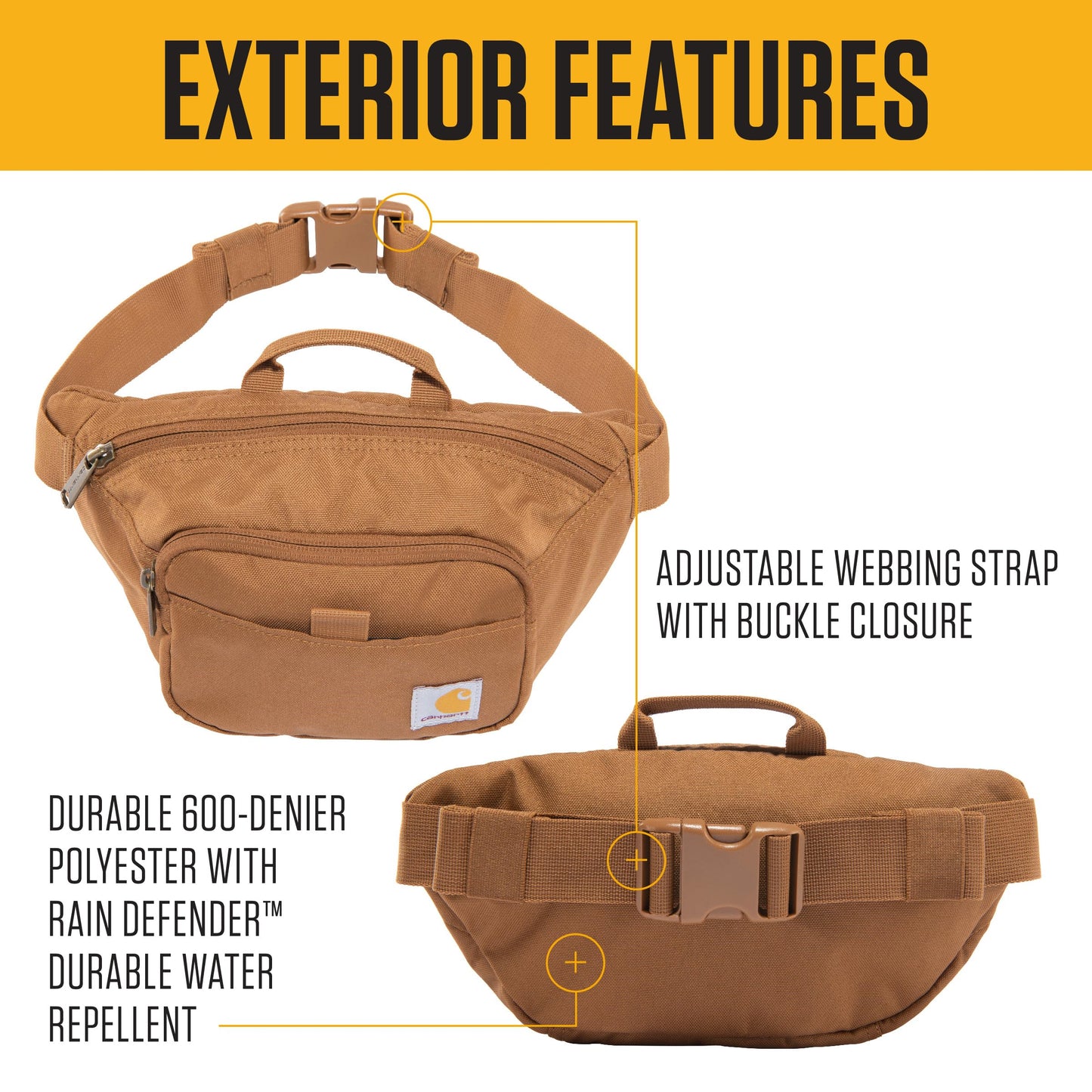 Carhartt Adjustable Waist Pack, Durable, Water Resistant Hip Pack, Essential Waist Pack (Greenstone), One Size, Classic Adjustable Sling Bag, Durable, 600-denier Water Resistant Hip Pack