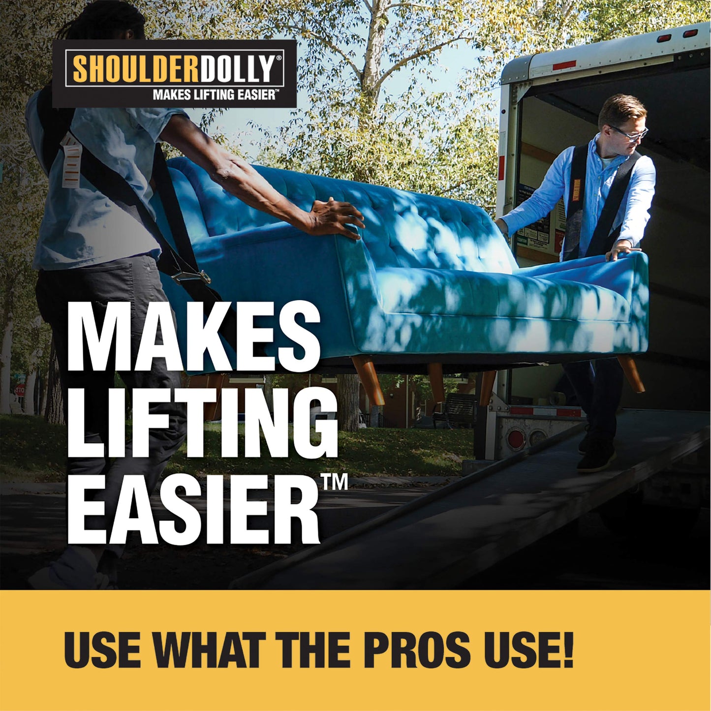 SHOULDER DOLLY Moving Straps - Lifting Strap for 2 Movers - Move, Lift, Carry, And Secure Furniture, Appliances, Heavy, Bulky Objects Safely, Efficiently, More Easily Like The Pros - Essential Moving Supplies - LD1000