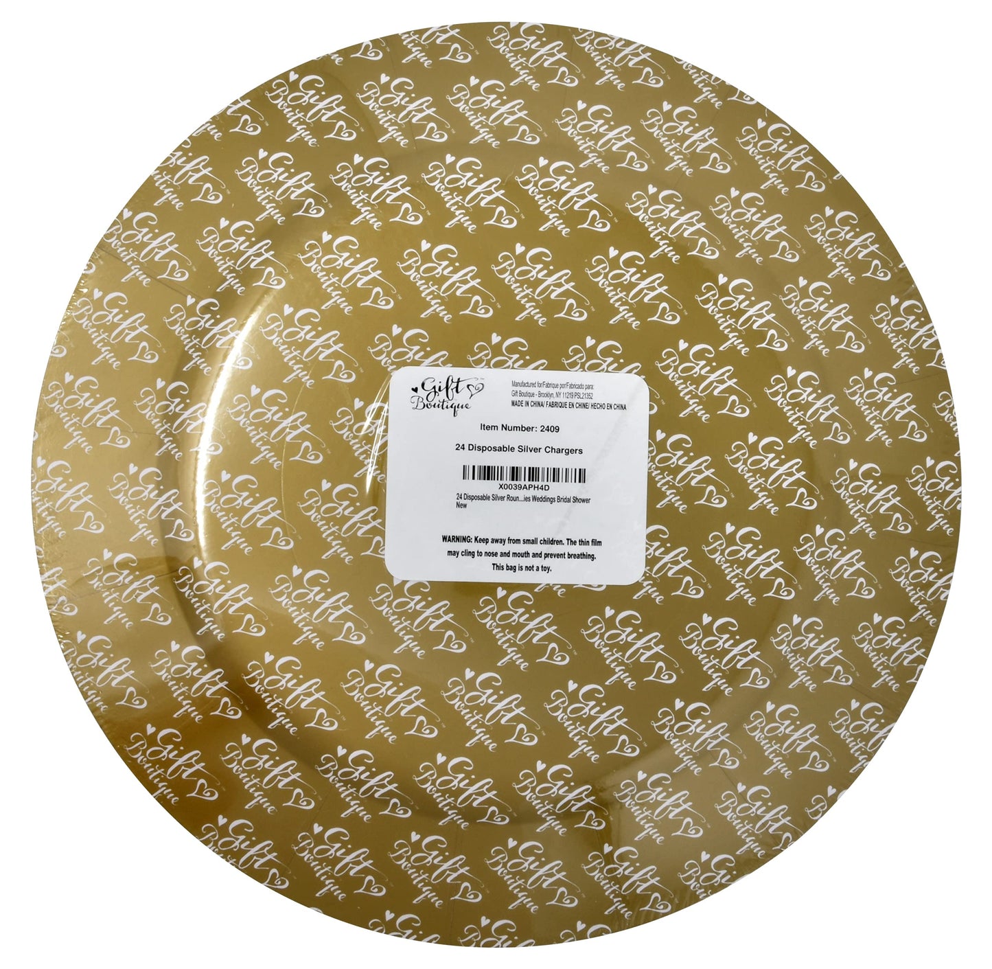 24 Disposable Silver Round Charger Plates 13" Metallic Silver Foil Dinner Serving Tray Heavy Duty Paper Cardboard Platters for Table Setting Place Mats Dessert Birthday Parties Weddings Bridal Shower