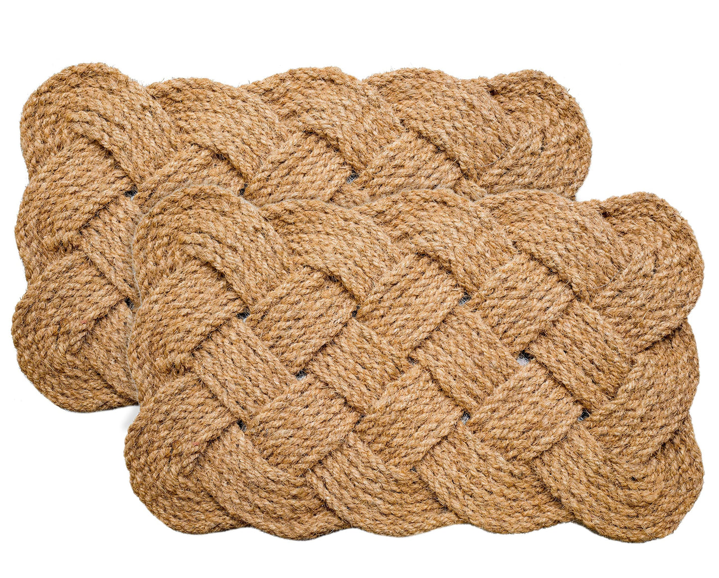 Iron Gate - Natural Jute Rope Woven Doormat 18x30 - 2 Pack - 100% All Natural Fibers - Eco-friendly - Classic Interwoven Rope Design