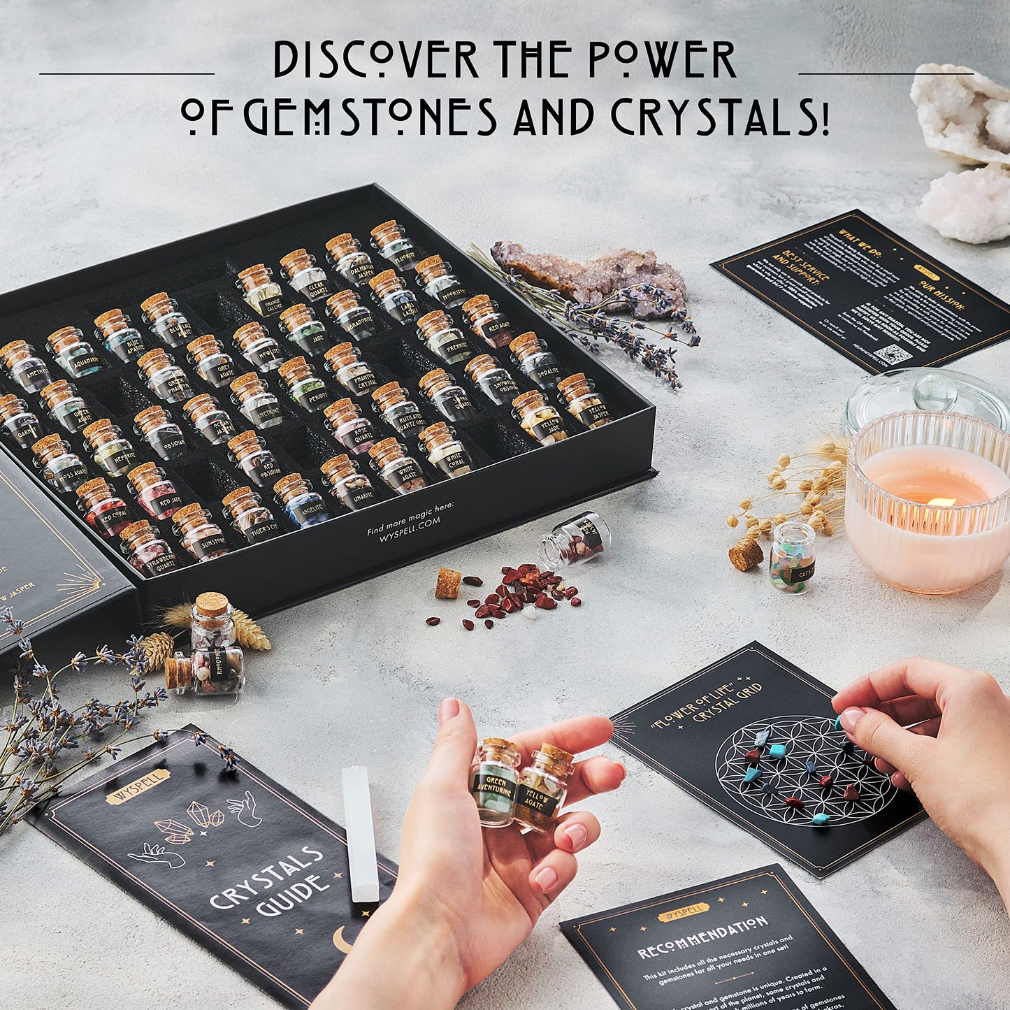 Bulk Crystals and Healing Stones 50 PCS - Real Mini Crystals for Spell Jars - Crystals for Witchcraft - Real Crystal Witch Healing Crystals for Beginners Set - Gemstone Kit