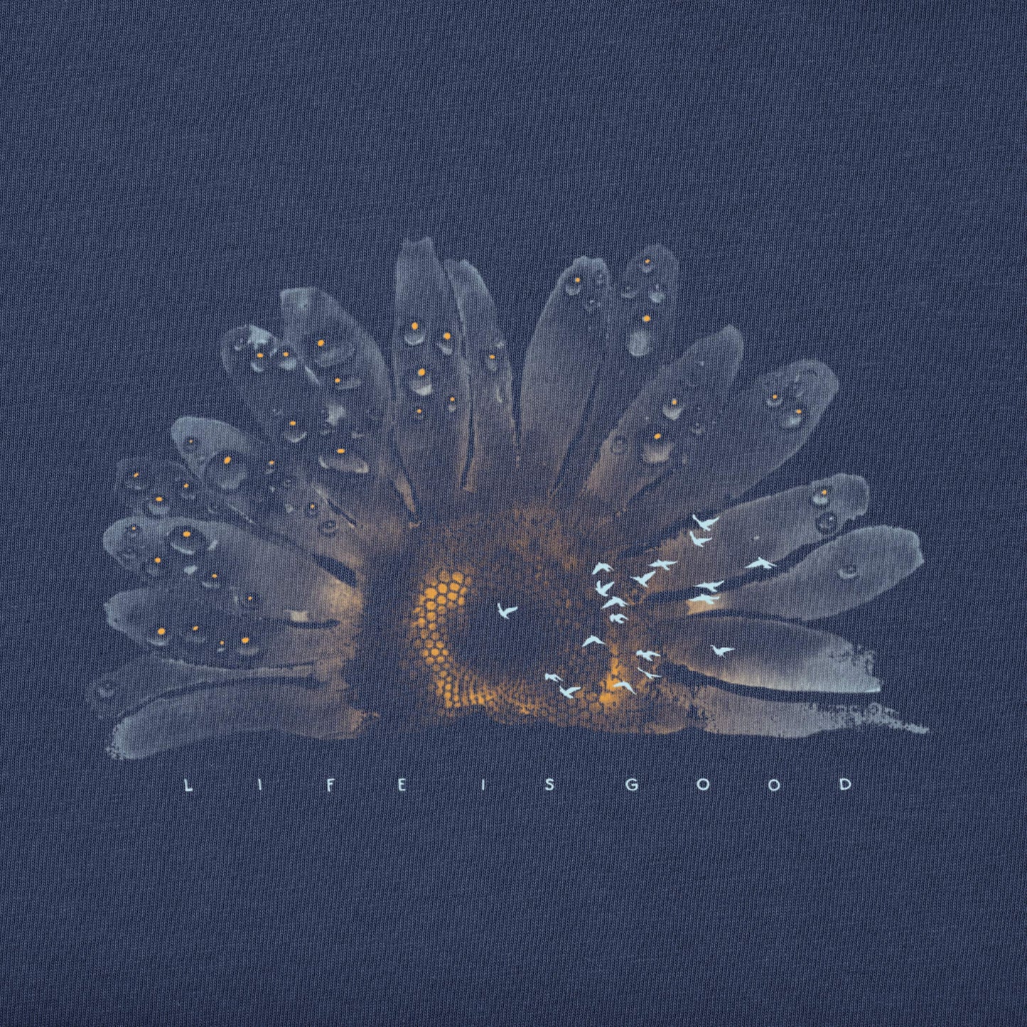 Life is Good Women's Standard Crusher Tee, Short Sleeve Cotton Graphic T-Shirts, Watercolor Daisy Birds, Darkest Blue, X-Large, Darkest Blue, X-Large