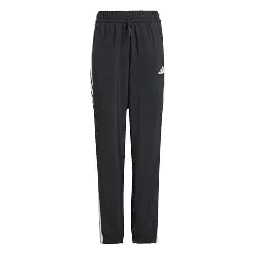 adidas Unisex-Kids 3-Stripes Woven Sportswear Pants,Black/White,Small