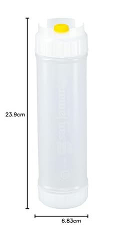 San Jamar Ez Kleen Plastic Sauce Bottle with Medium Valve for Thick Sauces and Relish, 20 Ounces, White, (Pack of 12)