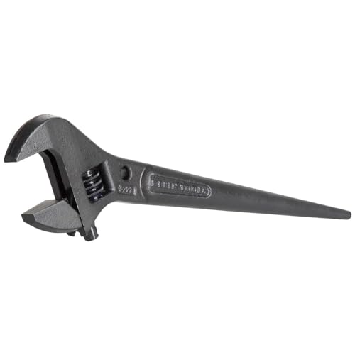 Klein Tools 3227 Extra Wide Adjustable Wrench, Construction Spud Wrench for Up to 1-7/16-Inch Nuts and Bolts, 10-Inch, with Tether Hole