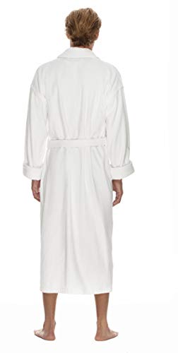 Men's Terry Cloth Robe by BOCA TERRY, Luxury Bathrobe, Plush White Cotton Spa Robes
