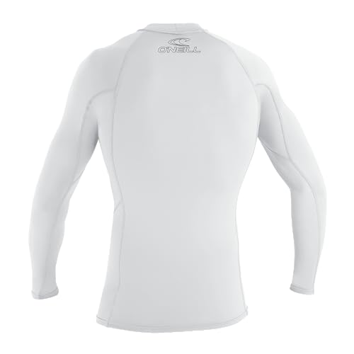 O'Neill Wetsuits UV Sun Protection Mens Basic Skins Long Sleeve Crew Sun Shirt Rash Guard, White, Large