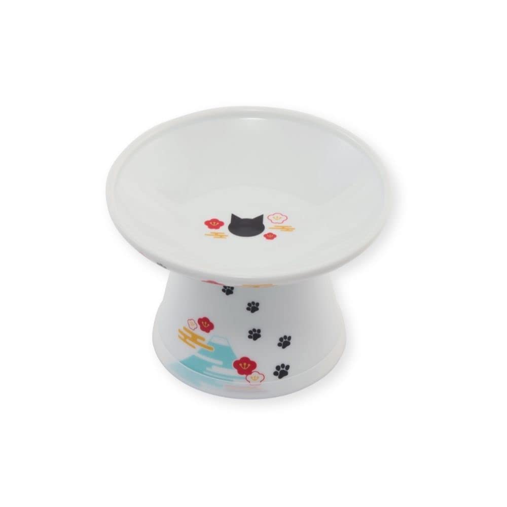 Necoichi Raised Cat Food Bowl – Ceramic Elevated Cat Bowl for Whisker & Neck Fatigue, Dishwasher Microwave Safe – Non-Slip & Anti Vomiting Ergonomic Design (Fuji, Extra Wide)