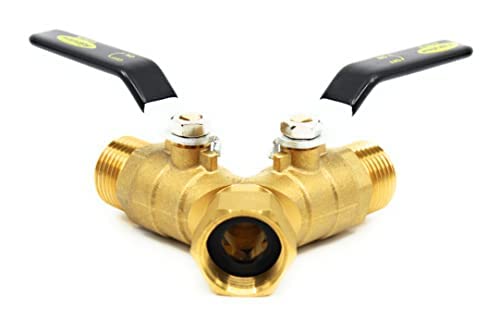 FAIRVIEW Industrial-Grade Garden Hose Splitter, Oversized Handles, Full-Port Valves with HEX Connector