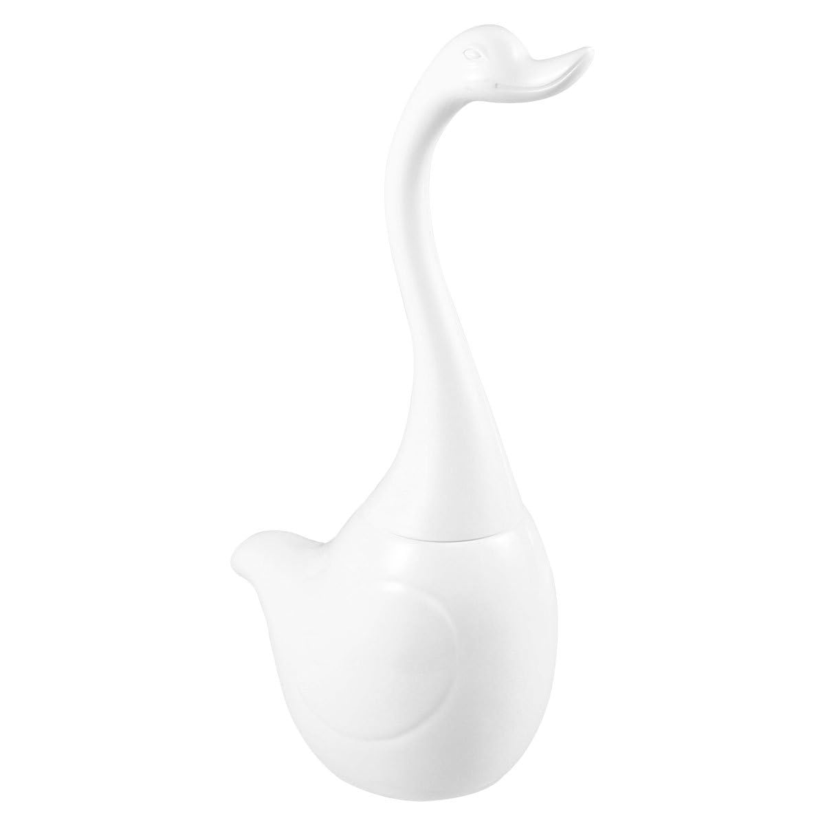 STOBAZA Swan Style Toilet Brush Set with Compact Holder Soft Dense Bristles Bathroom Cleaning Brush for Home Hotel Washroom 12.99X4.52X5.11 Inches