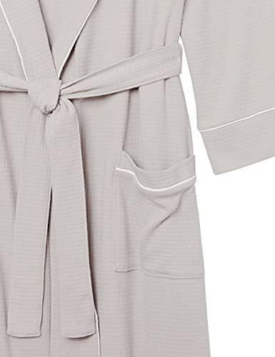 Amazon Essentials Men's Waffle Shawl Robe, -Light Grey, M/L