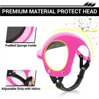 Billionchains Dog Goggles and Helmet Set - Anti-dust UV Protection Sunglasses, Durable Motorcycle Helmet With Ear Hole, Adjustable Pet Glasses for Medium to Large Dogs - Pink