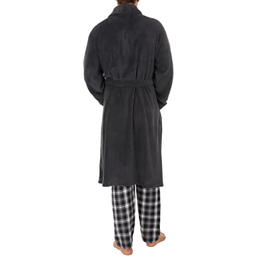 Van Heusen Mens Comfort Soft Fleece Robe, Grey, One Size
