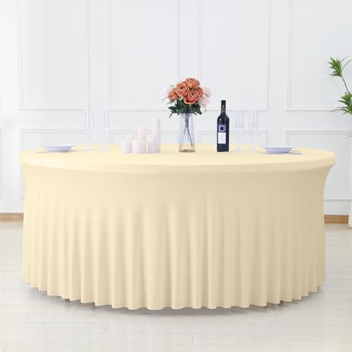 4 Pack Champagne Cloth Tablecloth for 5 FT Round Table, Circle Picnic Table Cloths for Outdoors, Table Cloths for 60 Inch Circular Tables for Wedding Photography Social Events Engagement Party Decor