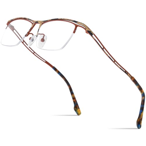FONEX Colorful Pure Titanium Glasses Frame Men Semi Rimless Square Eyeglasses Eyewear (85890 Red)