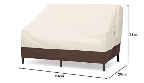 Amazon Basics 2-Seater Deep Lounge Sofa, Outdoor Couch and Patio Furniture Covers, Waterproof, Anti-UV, Durable, Beige/Tan