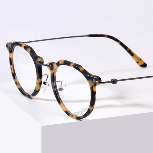 FONEX Acetate Titanium Glasses Frame Men 2024 New Square Eyeglasses Spectacles Eyewear F85843 (85905 Leopard)
