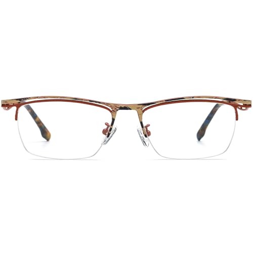 FONEX Colorful Pure Titanium Glasses Frame Men Semi Rimless Square Eyeglasses Eyewear (85890 Red)