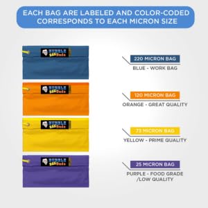 BUBBLEBAGDUDE Extraction Bags 5 Gallon 4 Bags Set - Herbal Bubble Ice Bag Essence Extractor Kit - Plant & Herb Extraction Filter Bags with 10 x 10” Pressing Screen & Storage Bag 220 to 25-Micron Bags